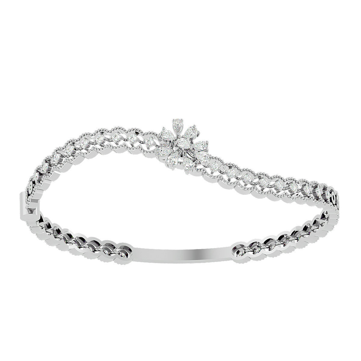 Blooming Flower Diamond Bracelet 3dm stl render detail 3D print model_13