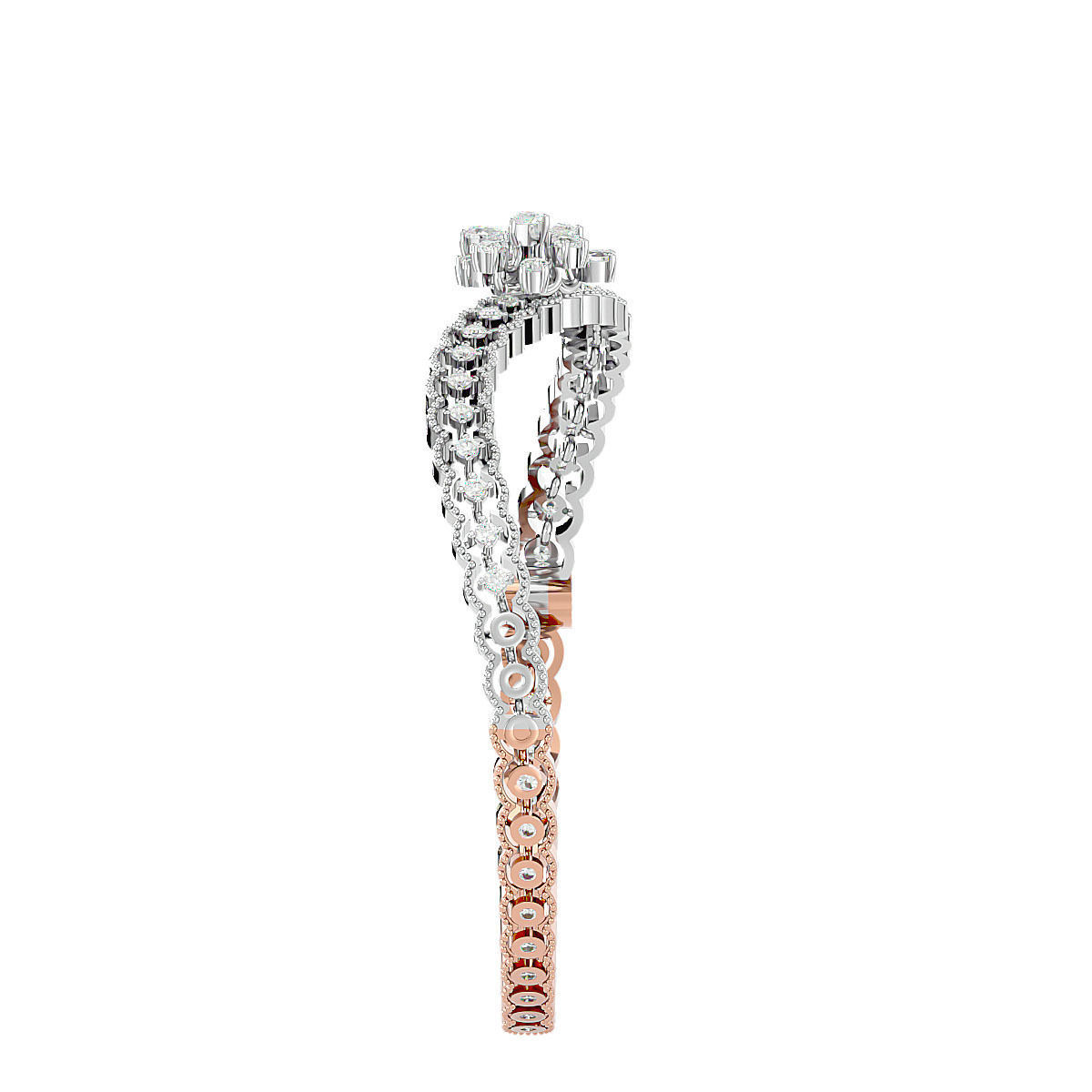 Blooming Flower Diamond Bracelet 3dm stl render detail 3D print model_6