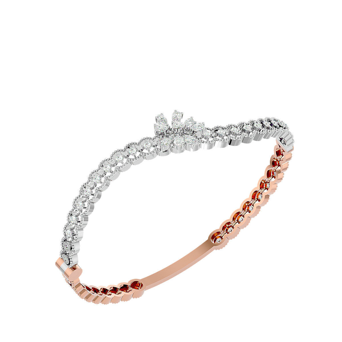 Blooming Flower Diamond Bracelet 3dm stl render detail 3D print model_8