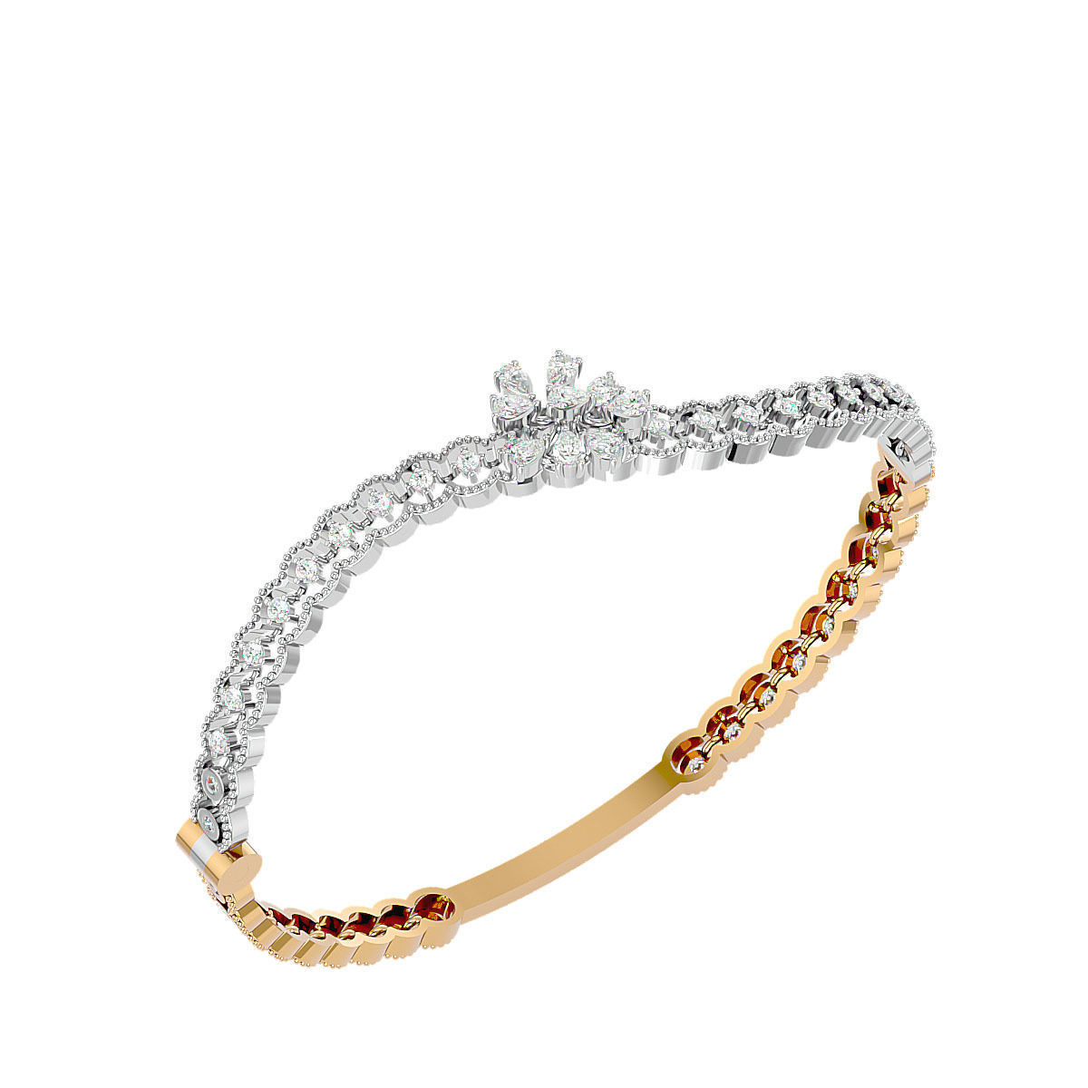 Blooming Flower Diamond Bracelet 3dm stl render detail 3D print model_7