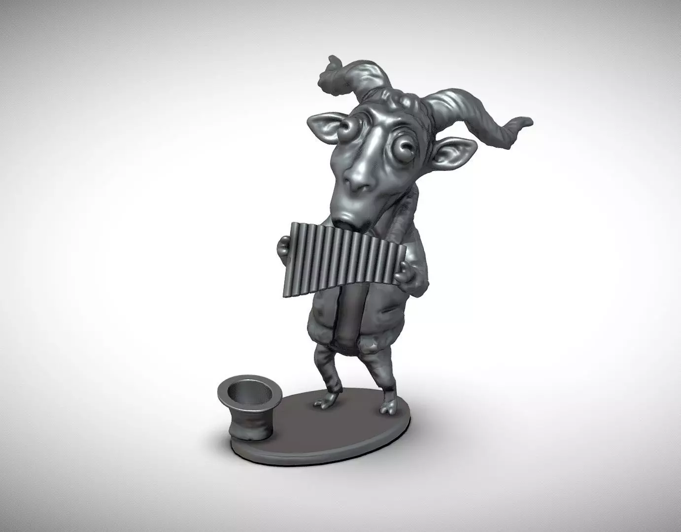 The Pan cartoon goat playing accordion 3D print model