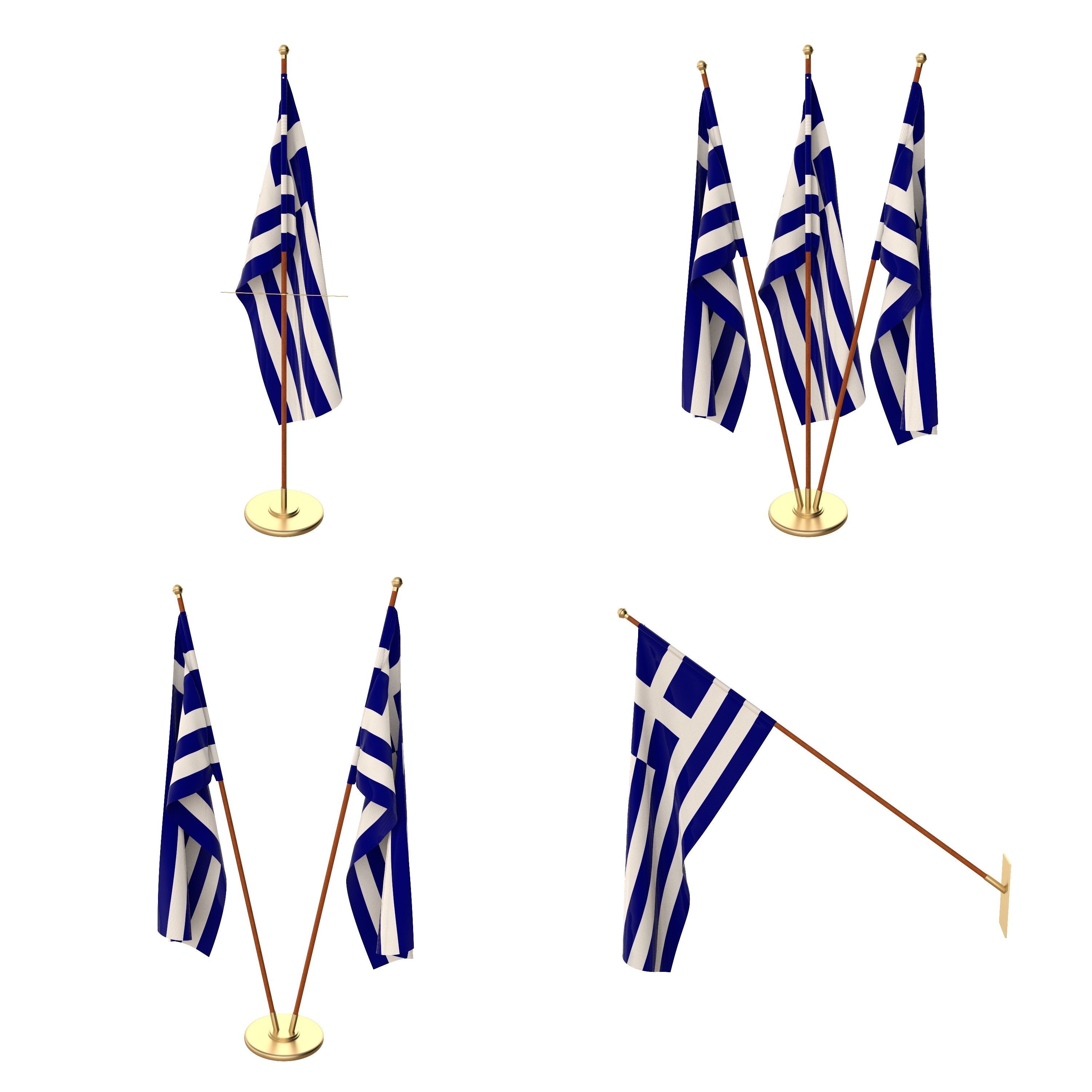 Greece Flag Pack 3D model_1