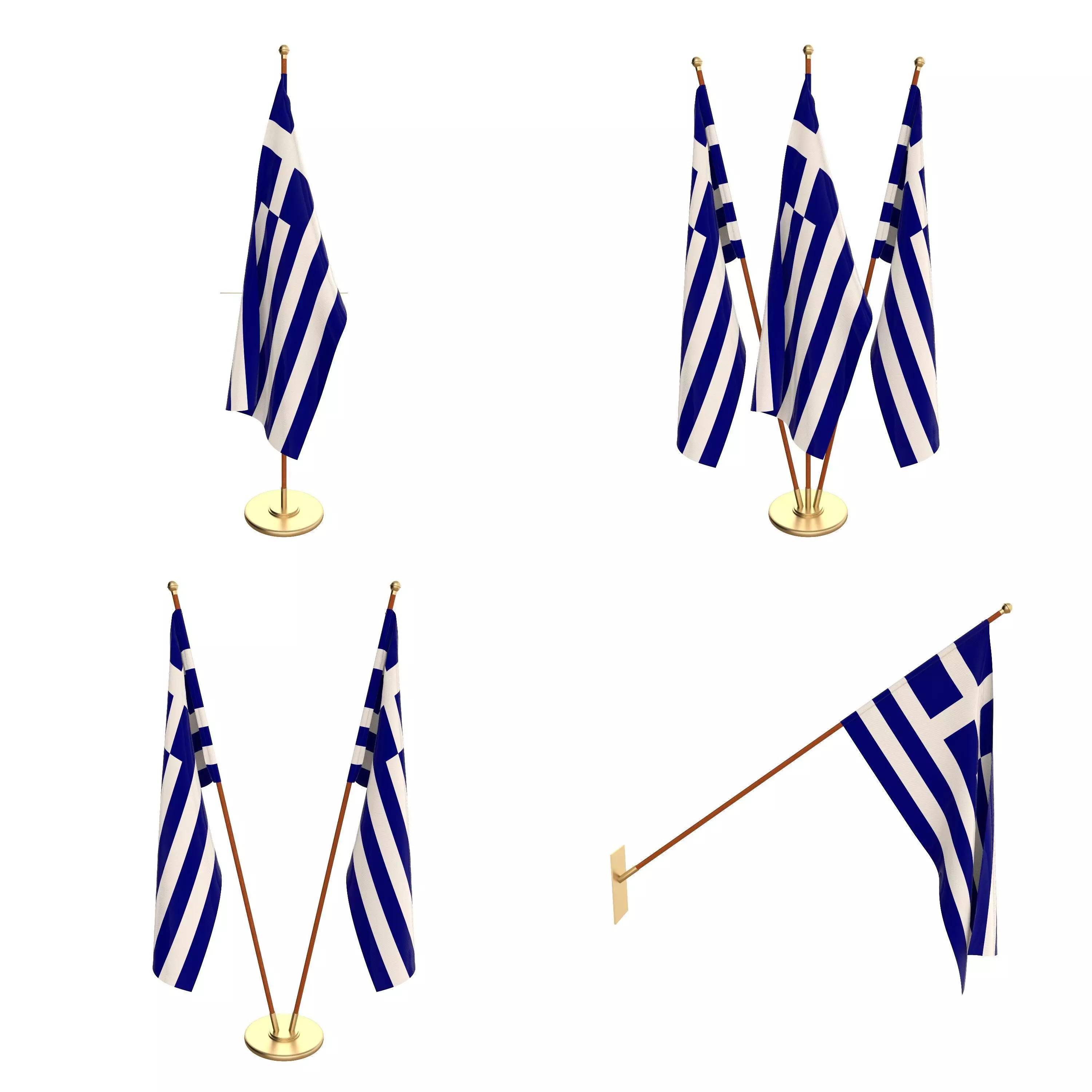 Greece Flag Pack 3D model_0