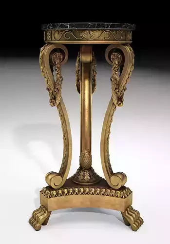Console ornately gilded side table with marble top