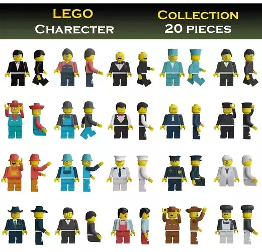 lego characters for game 3d model