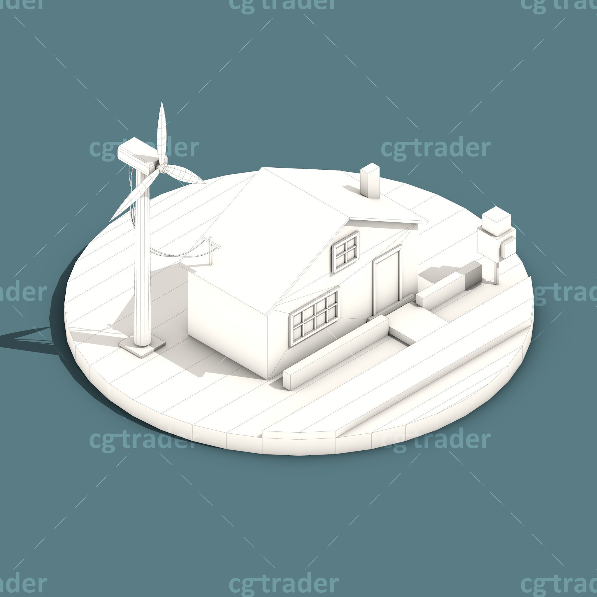 Low Poly Green Energy Isometric Low-poly 3D model_7