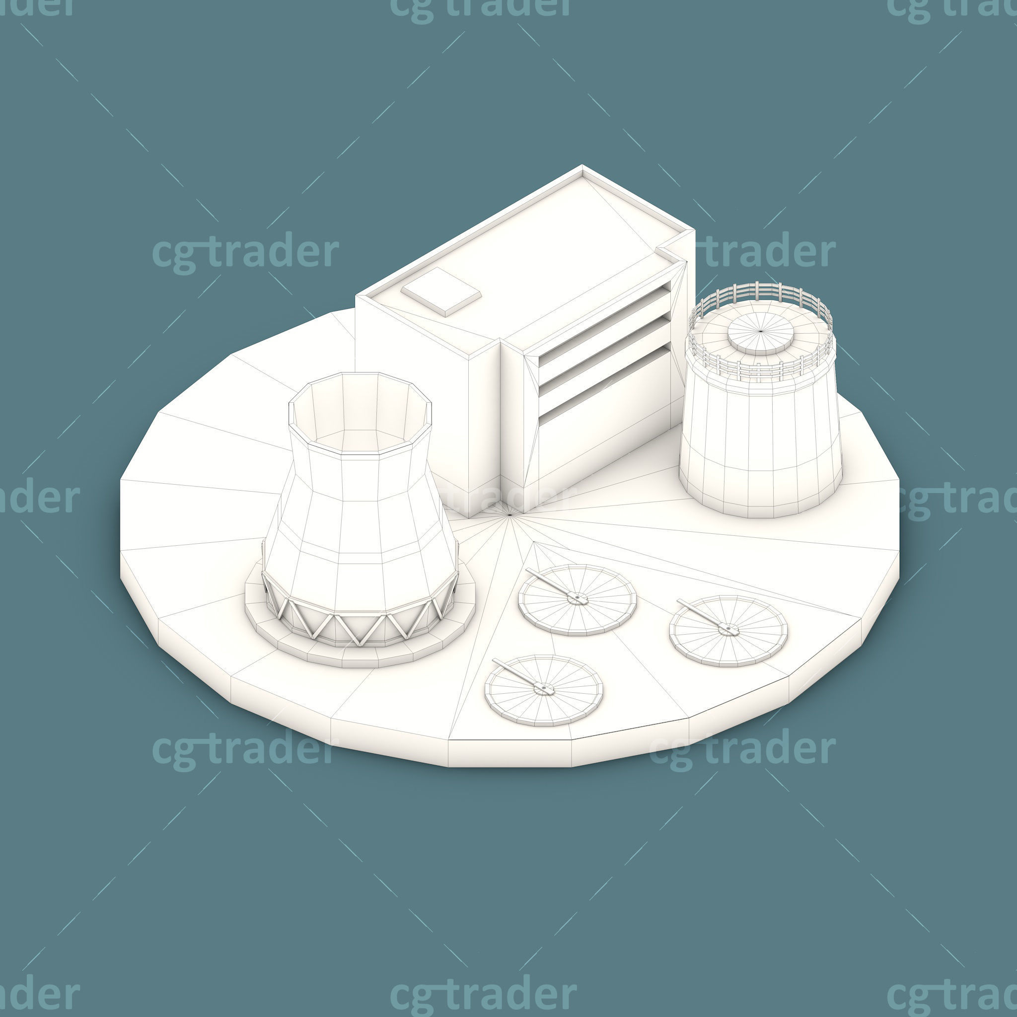 Low Poly Green Energy Isometric Low-poly 3D model_11
