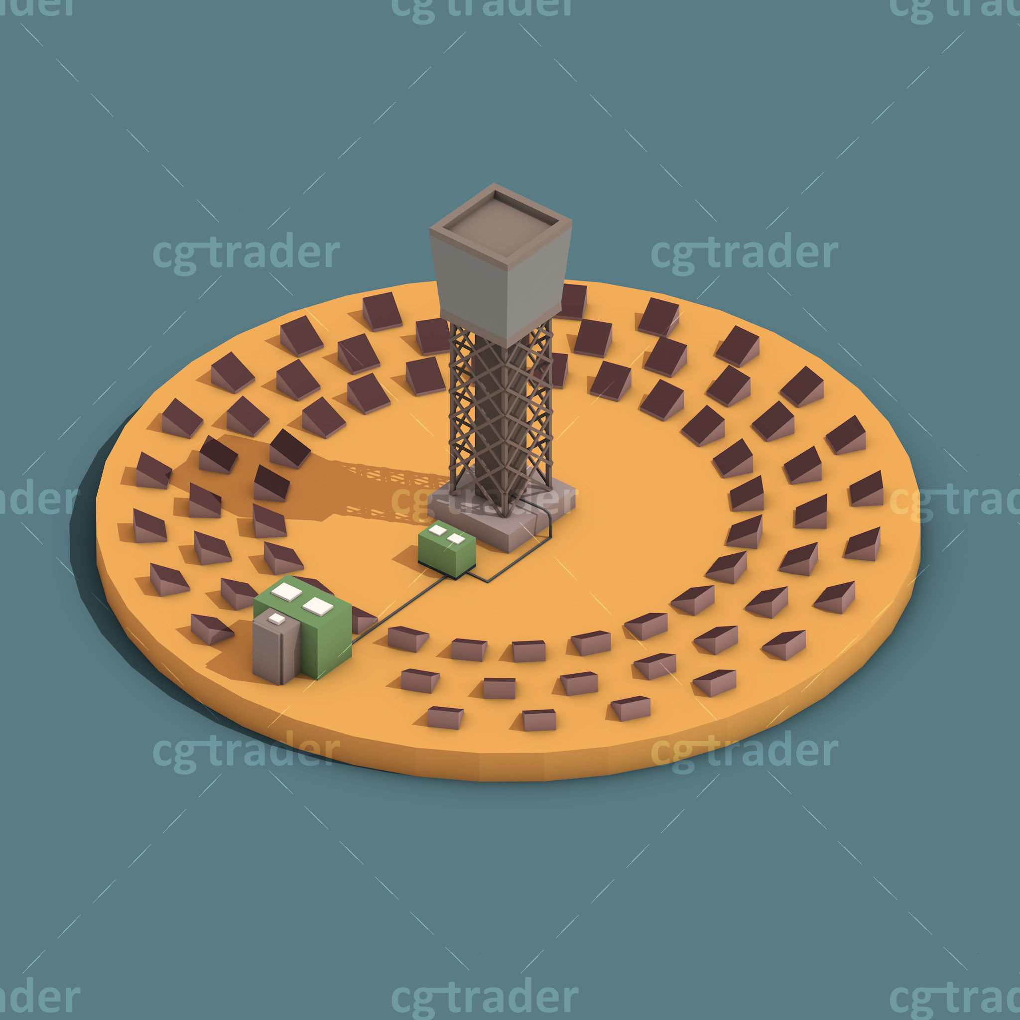 Low Poly Green Energy Isometric Low-poly 3D model_8