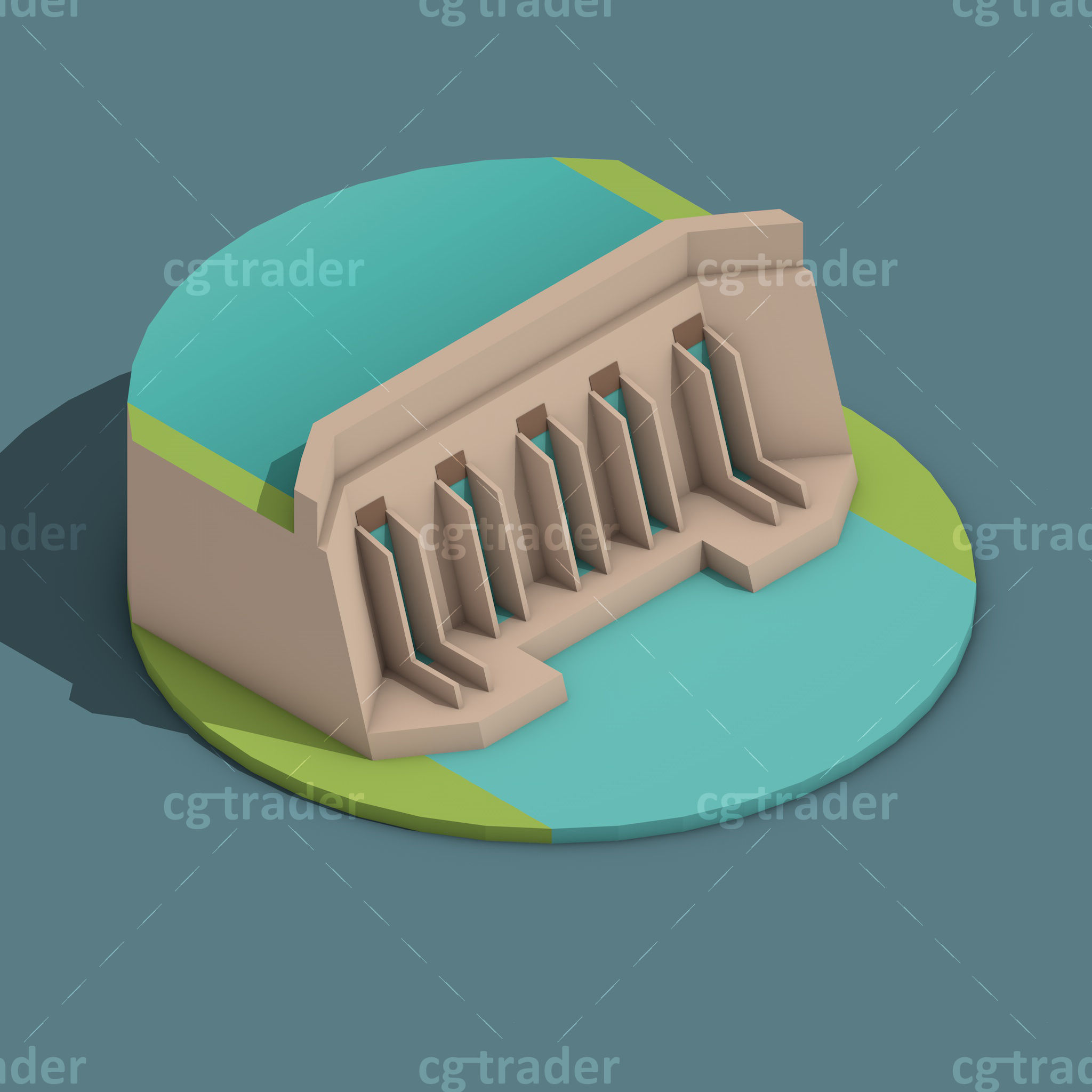 Low Poly Green Energy Isometric Low-poly 3D model_4