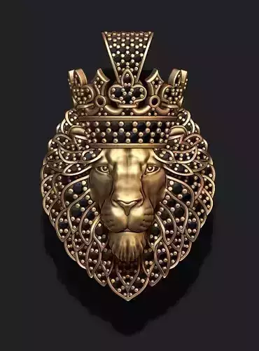 Leon pendant with diamonds and crown  027 3D print model