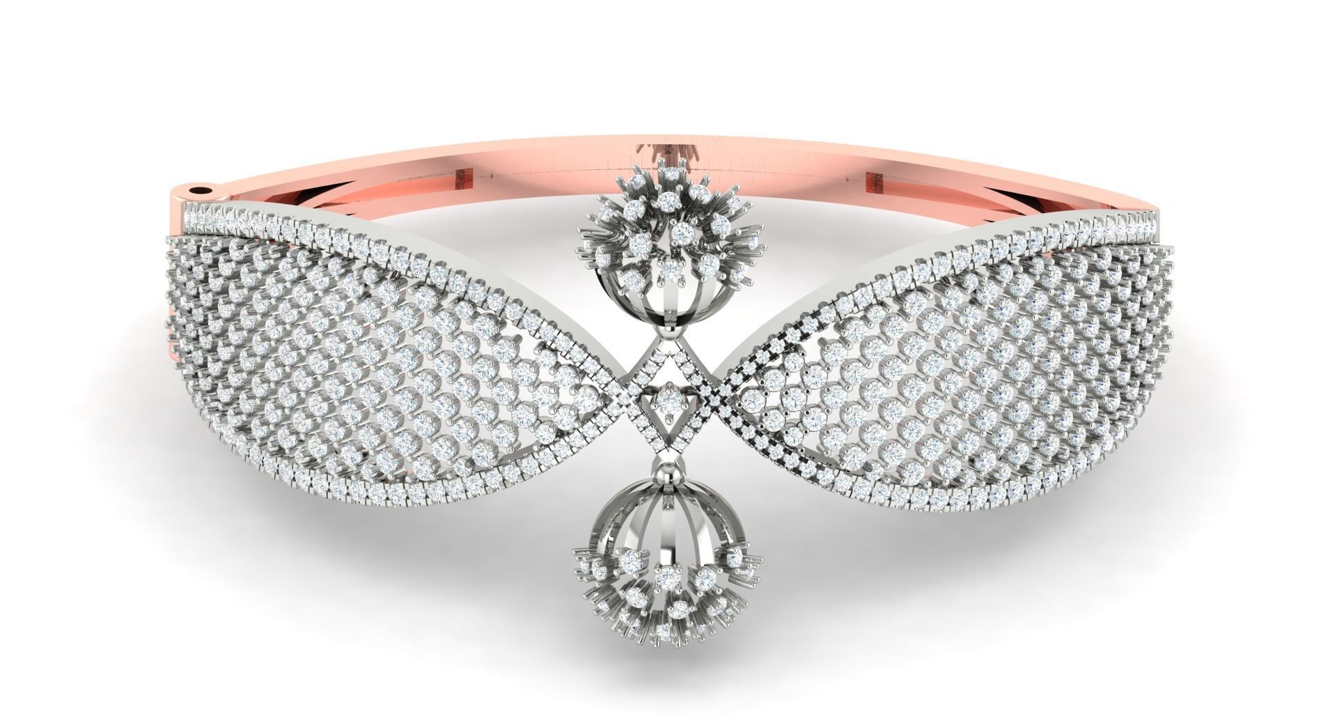 Flower Nature Diamond Bracelet 3dm stl render detail 3D print model_1