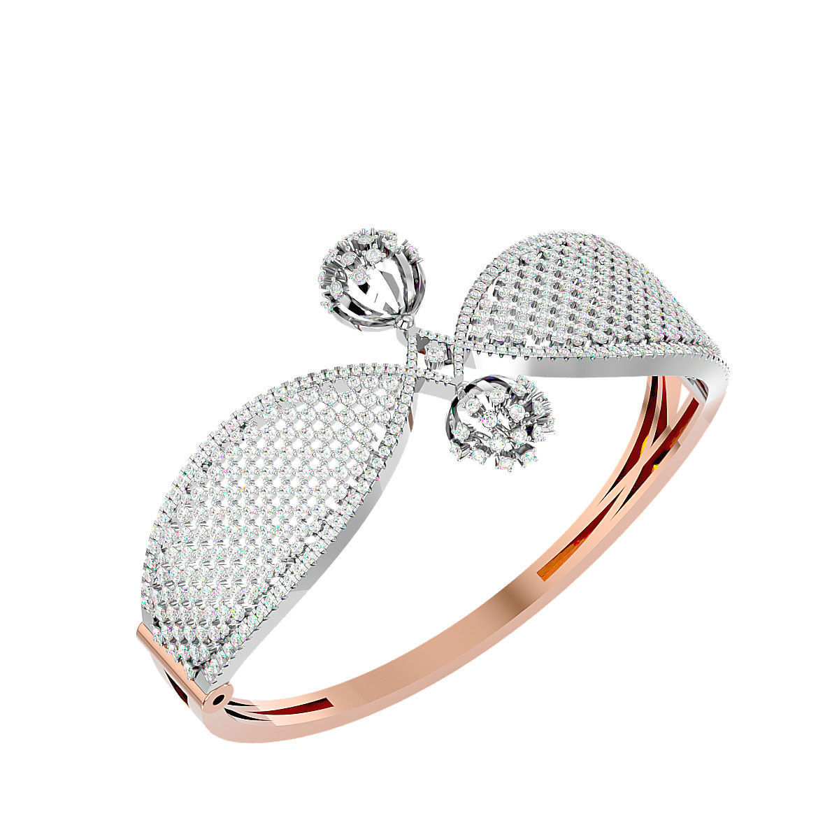 Flower Nature Diamond Bracelet 3dm stl render detail 3D print model_9