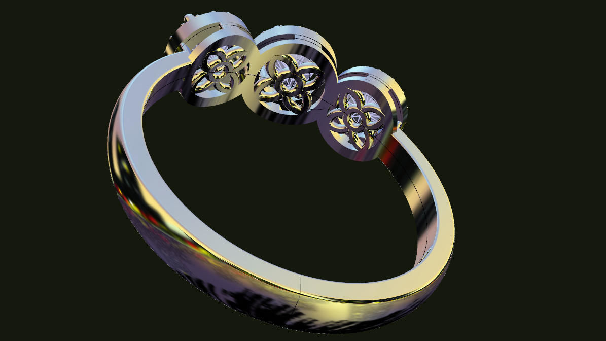3 heads ring 3D print model_2