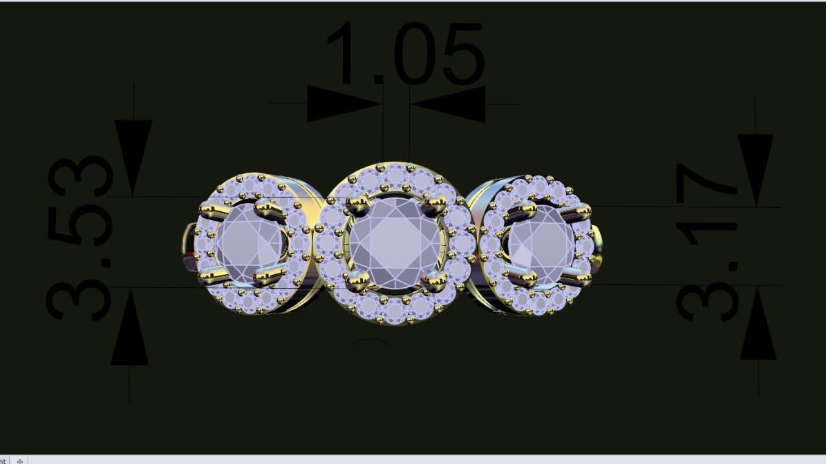 3 heads ring 3D print model_3