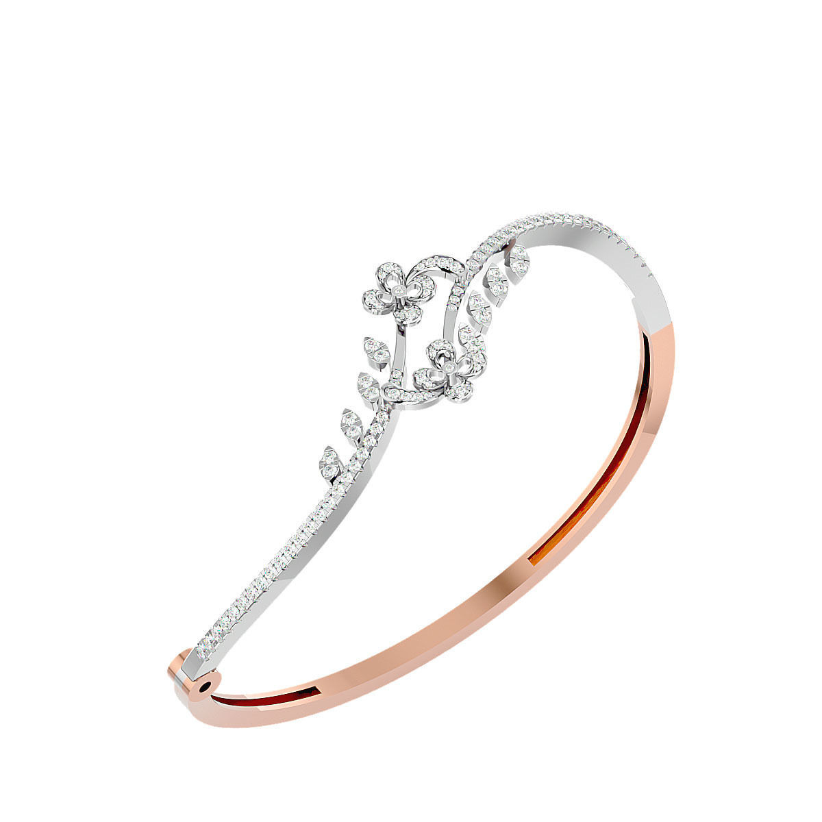 Women Flower Diamond bracelets 3dm stl render detail 3D print 3D print model_12