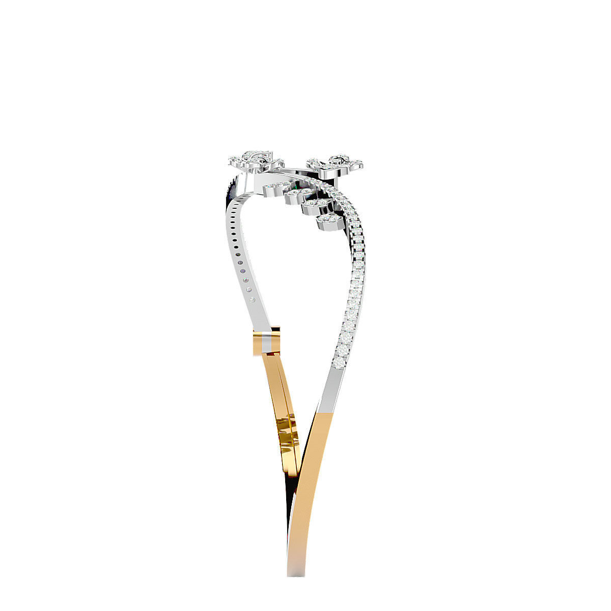 Women Flower Diamond bracelets 3dm stl render detail 3D print 3D print model_7