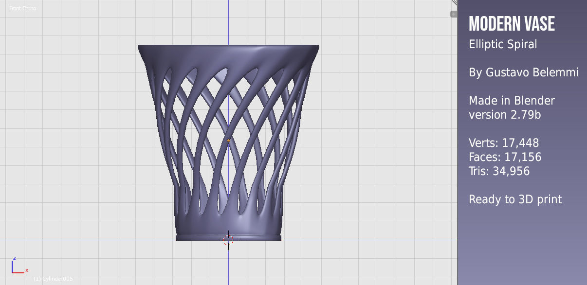 Modern Vase Elliptical Spiral 3D print model_6