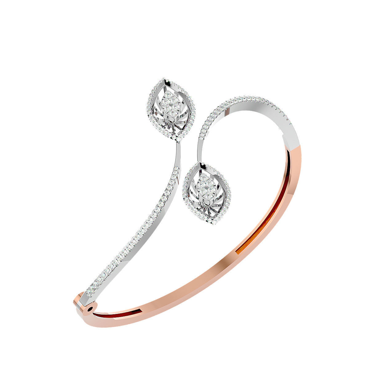 Diamond Leaf Bracelet 3dm stl render detail 3D print model 3D print model_11