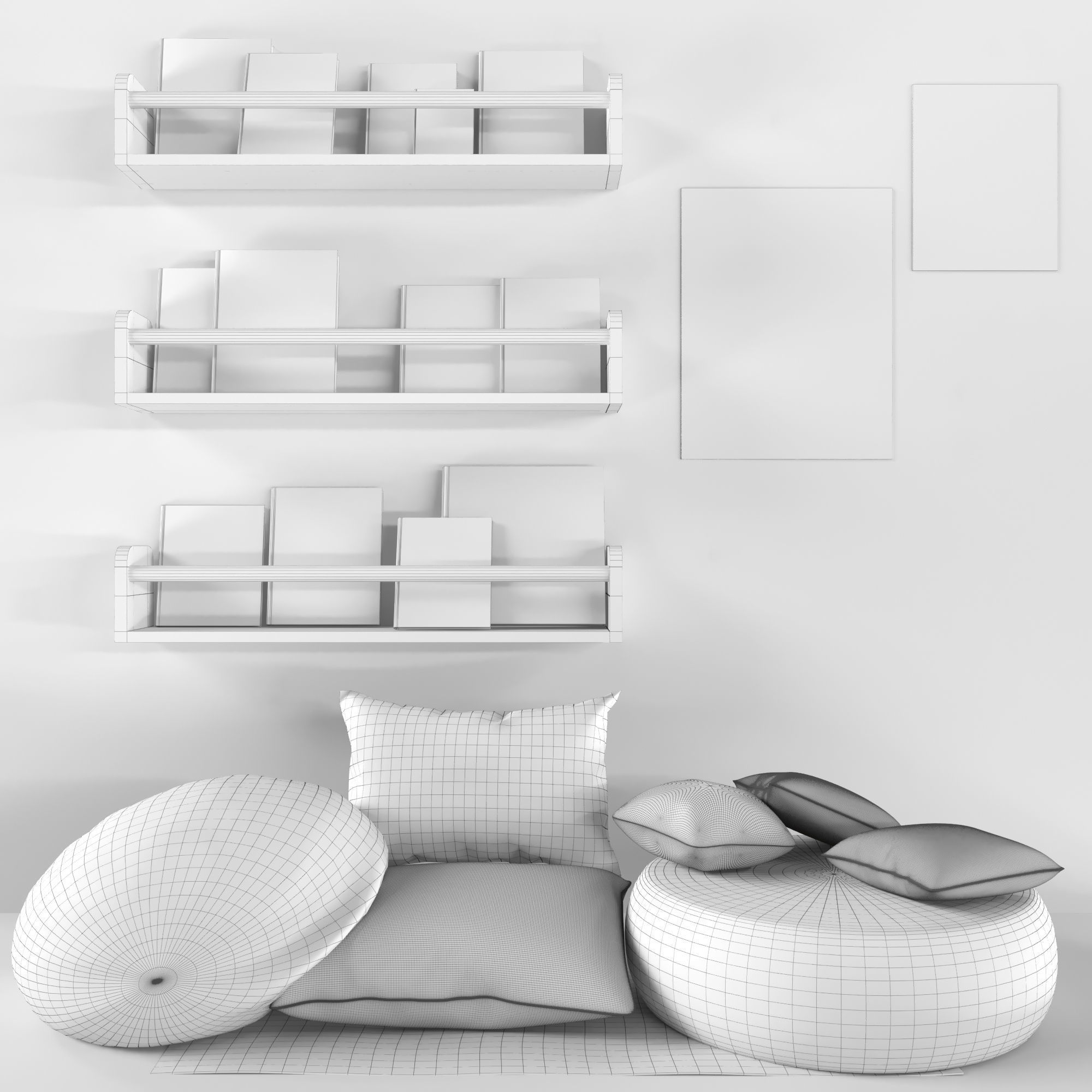 children bookshelves for kids room 3D model_1