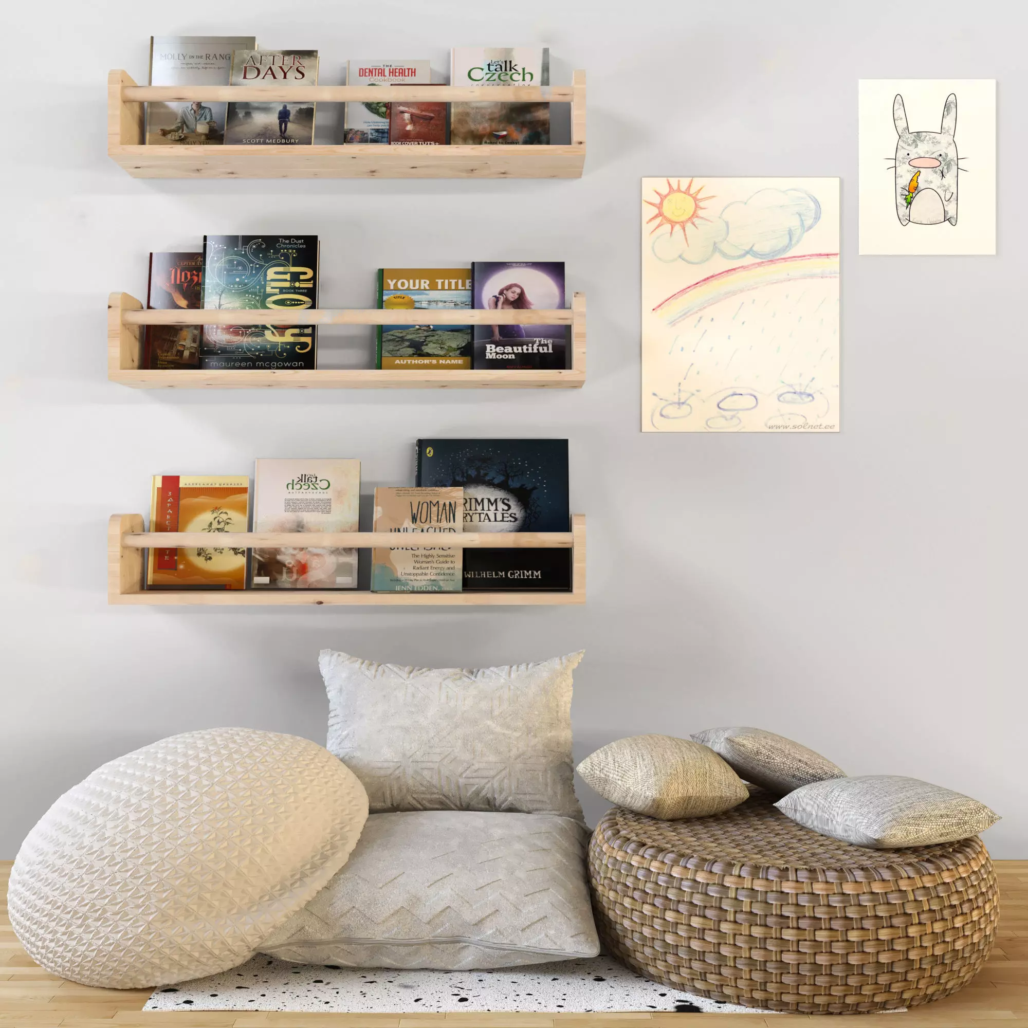 children bookshelves for kids room 3D model_0