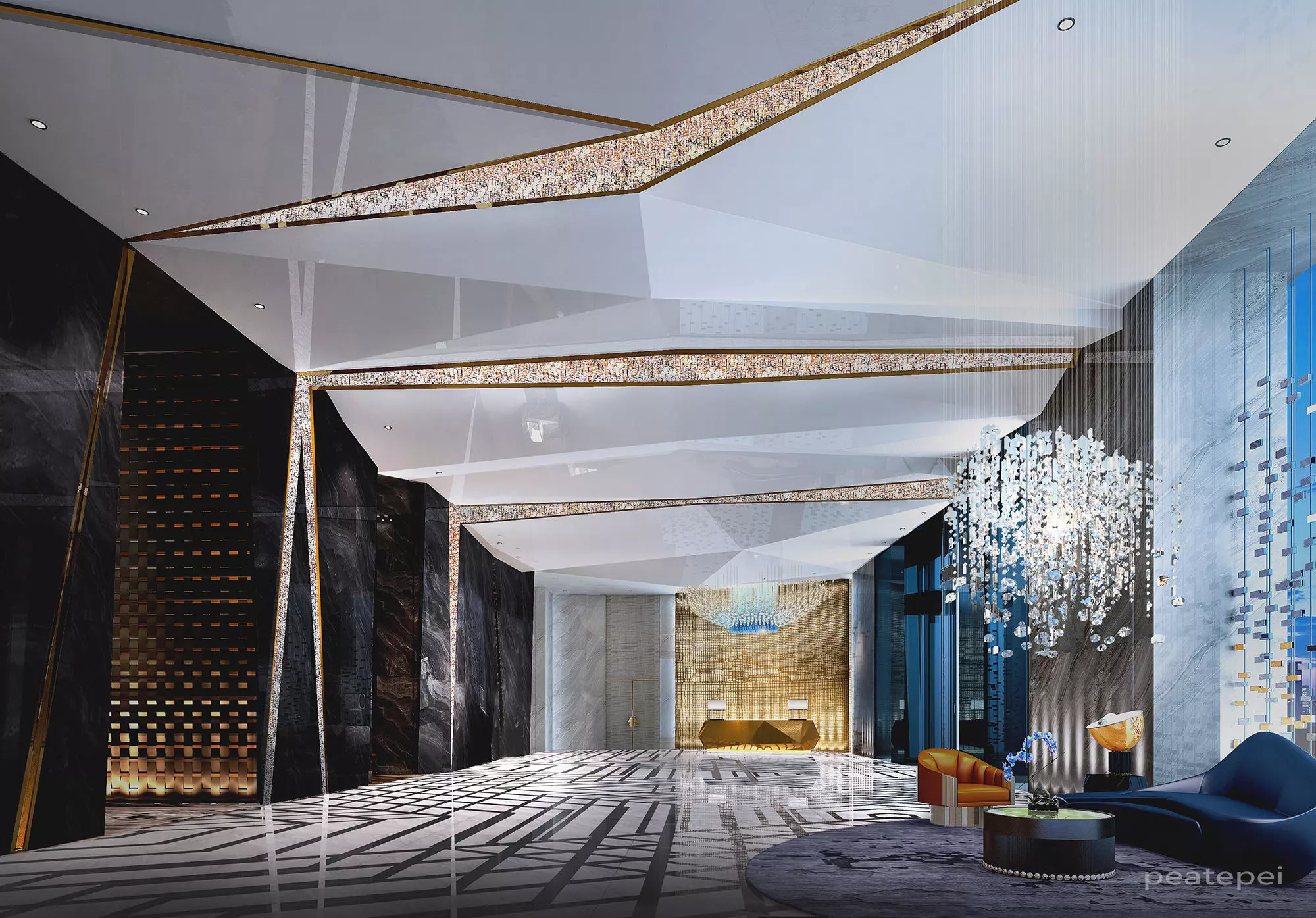 Hotel lobby 3d model  3D model_0