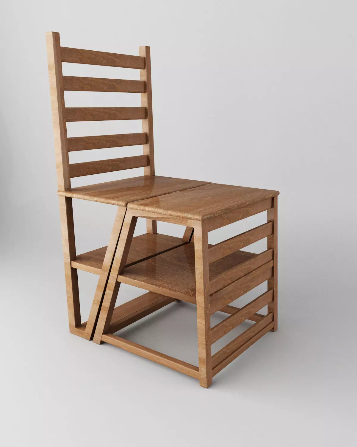 folding chair in stairs Low-poly 3D model