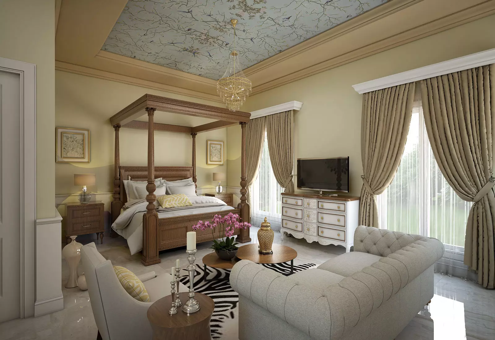 Bedroom Model floor plan of two apartment 3D model