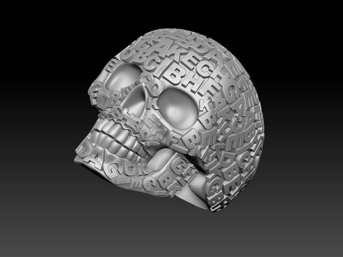 ring scull 3D print model_12