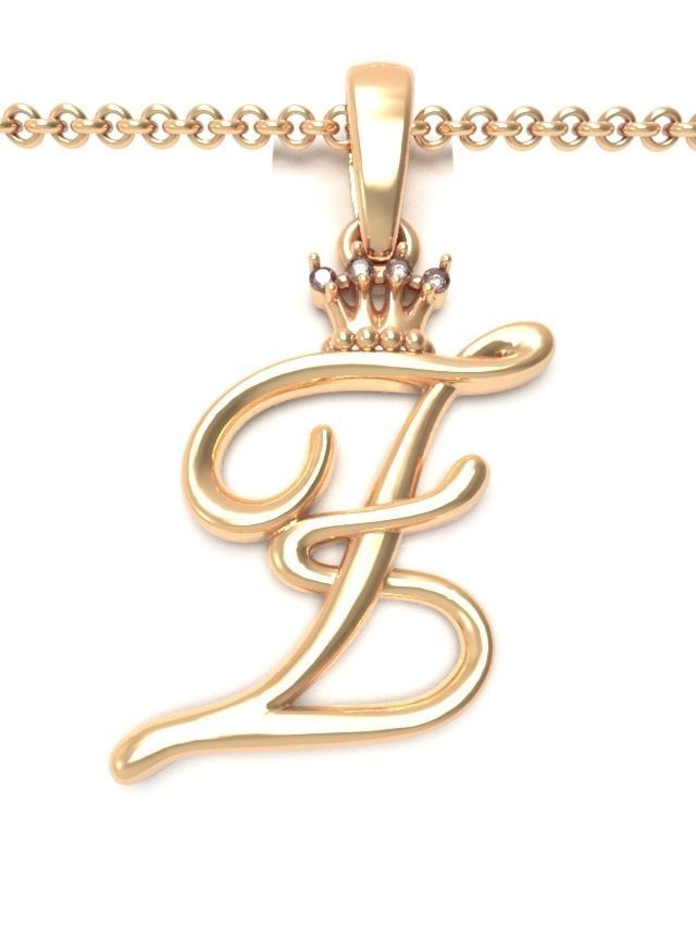 Alphabet Initial pendant Crown 3D print model_28