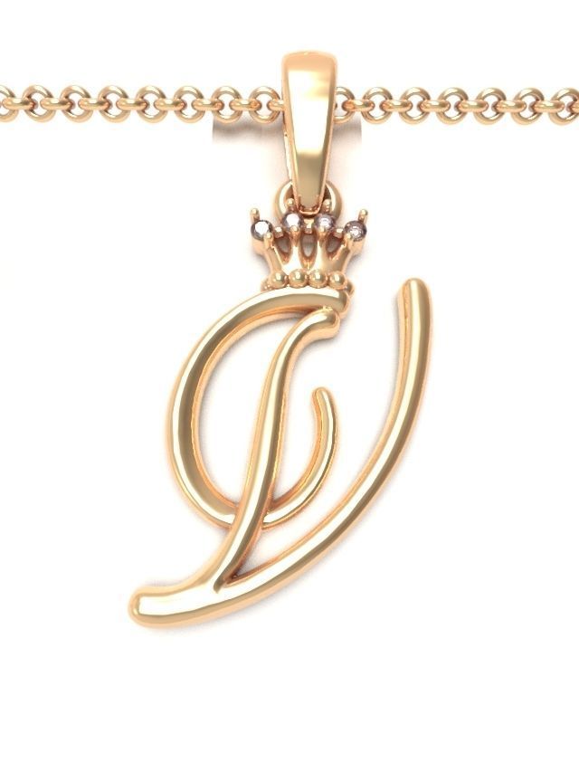 Alphabet Initial pendant Crown 3D print model_24