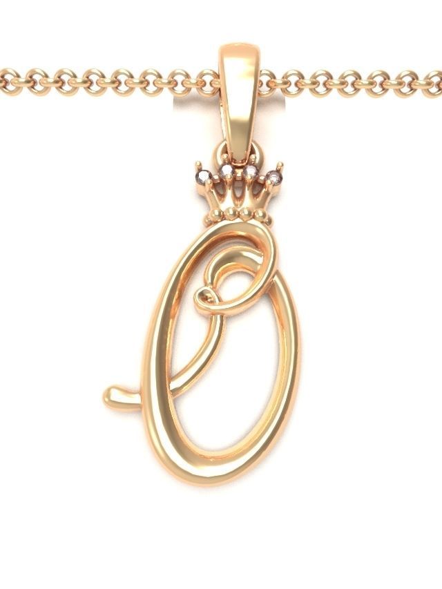 Alphabet Initial pendant Crown 3D print model_17