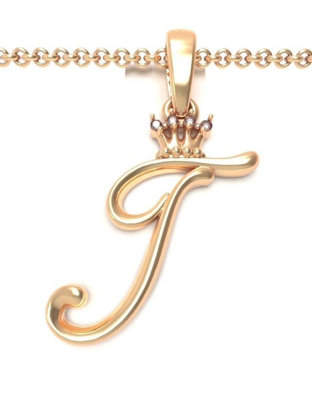 Alphabet Initial pendant Crown 3D print model_22
