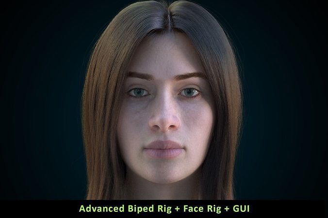 Cinematic Female 001 - Advanced Body Rig - Face Rig - GUI Low-poly 3D model