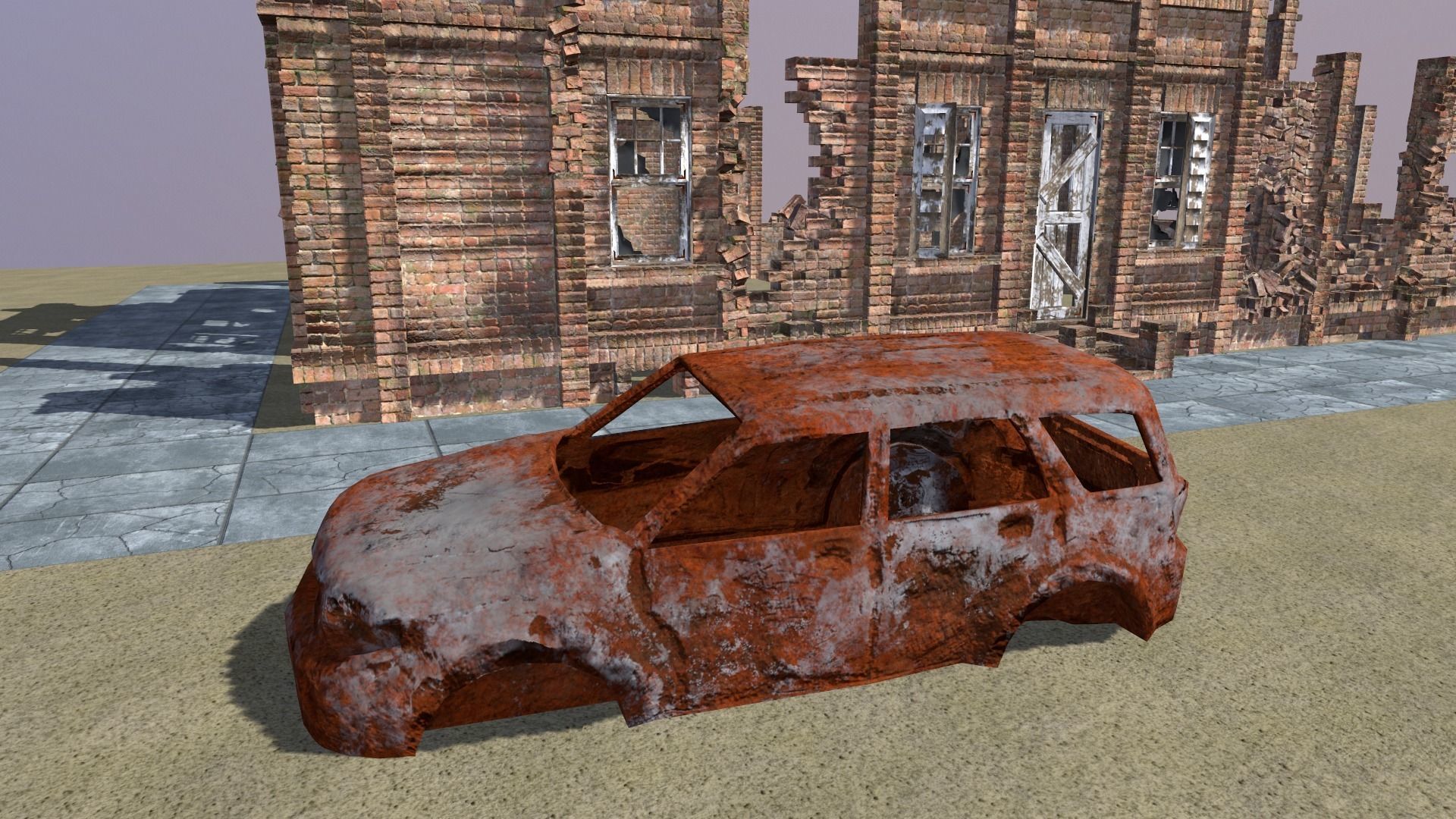 Old Brick House Low-poly 3D model_7