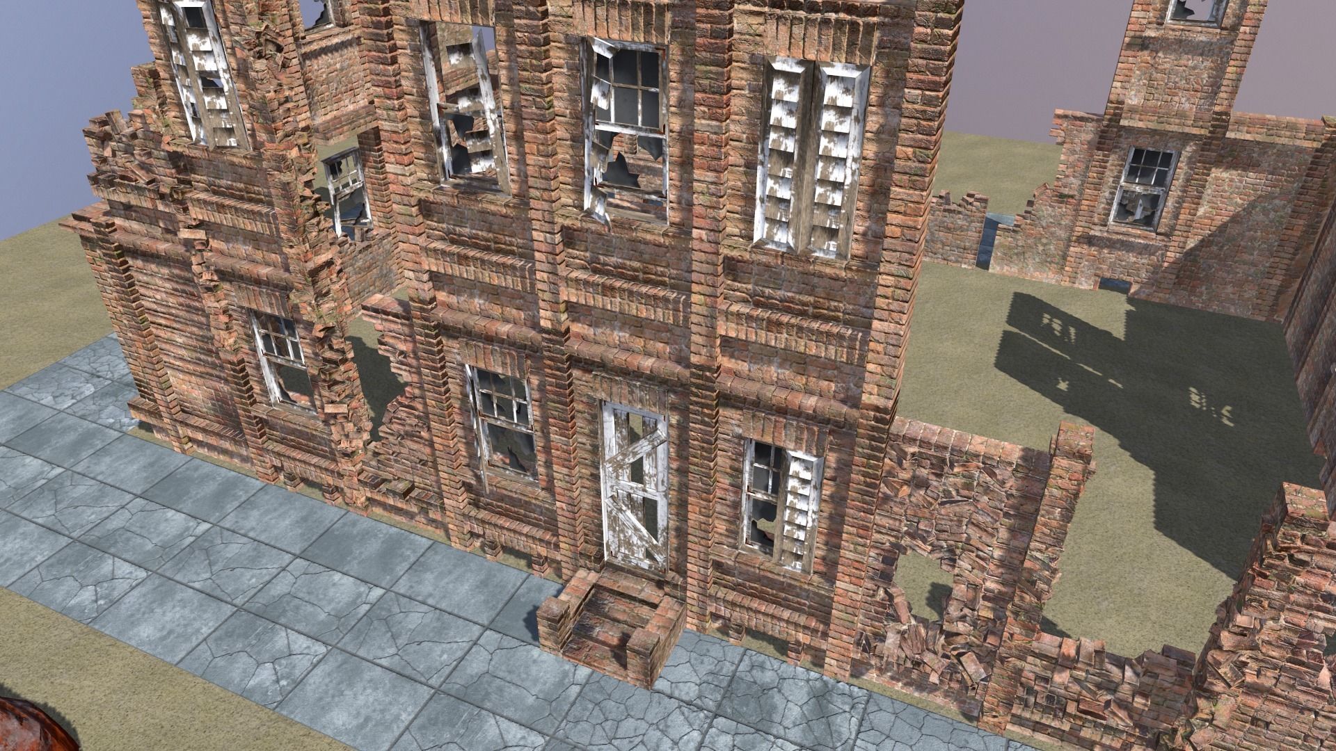 Old Brick House Low-poly 3D model_3