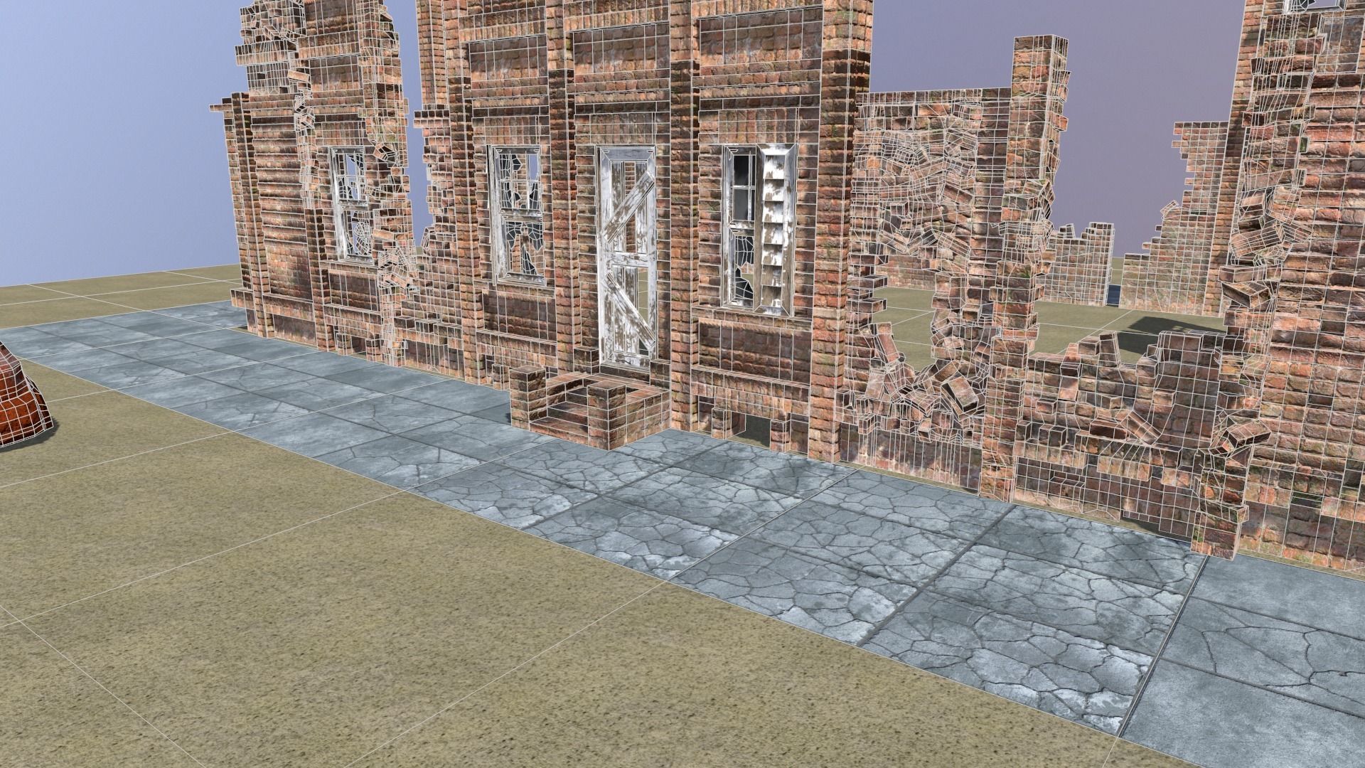 Old Brick House Low-poly 3D model_5