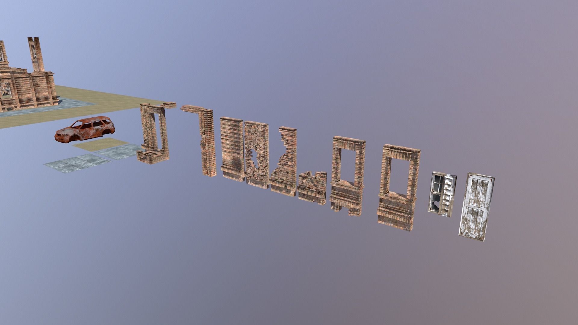 Old Brick House Low-poly 3D model_2