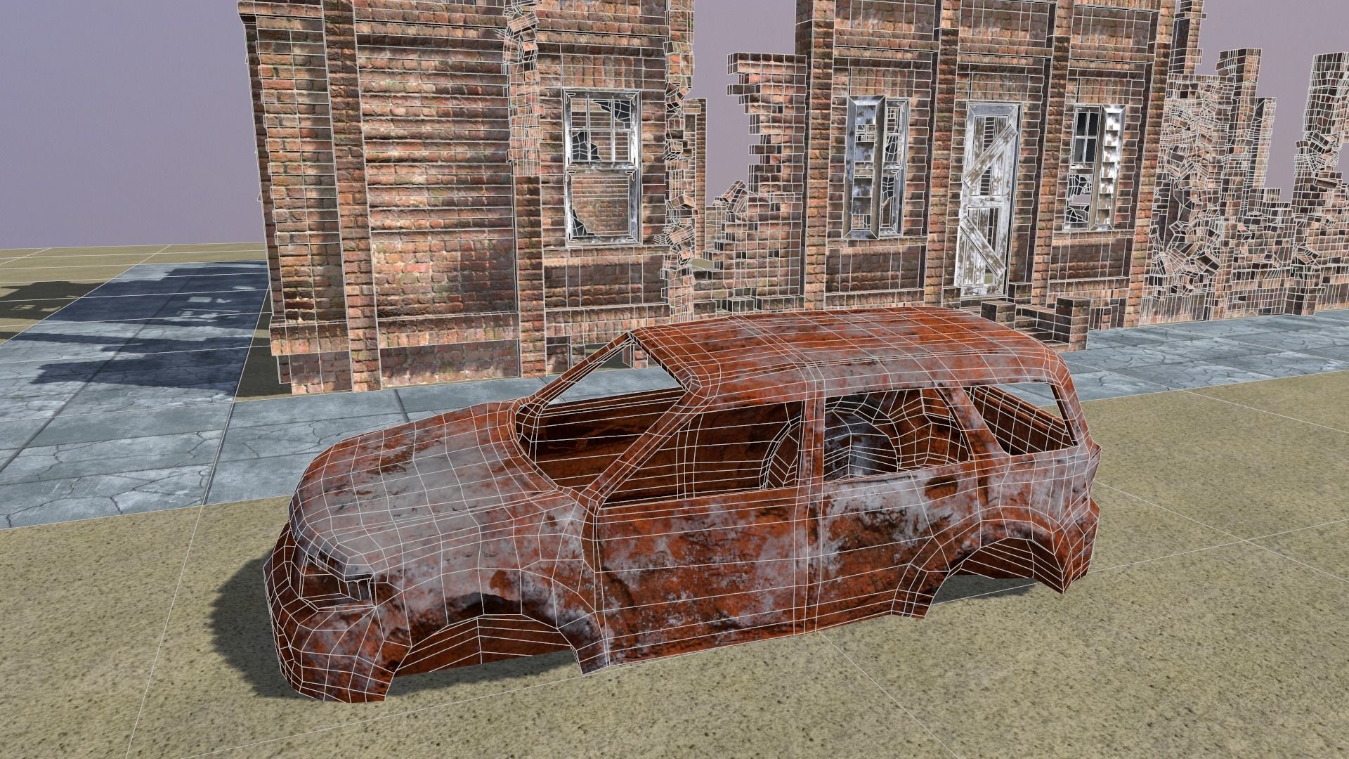 Old Brick House Low-poly 3D model_6