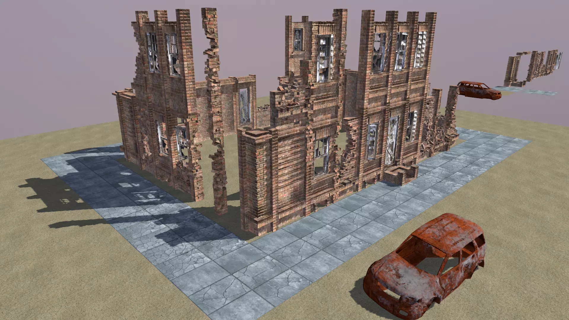 Old Brick House Low-poly 3D model_0