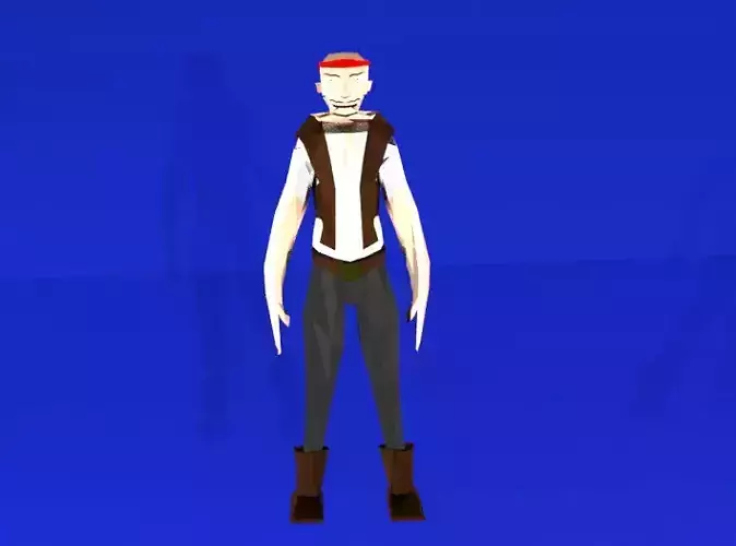 Rigged Low Poly Pirate Low-poly 3D model