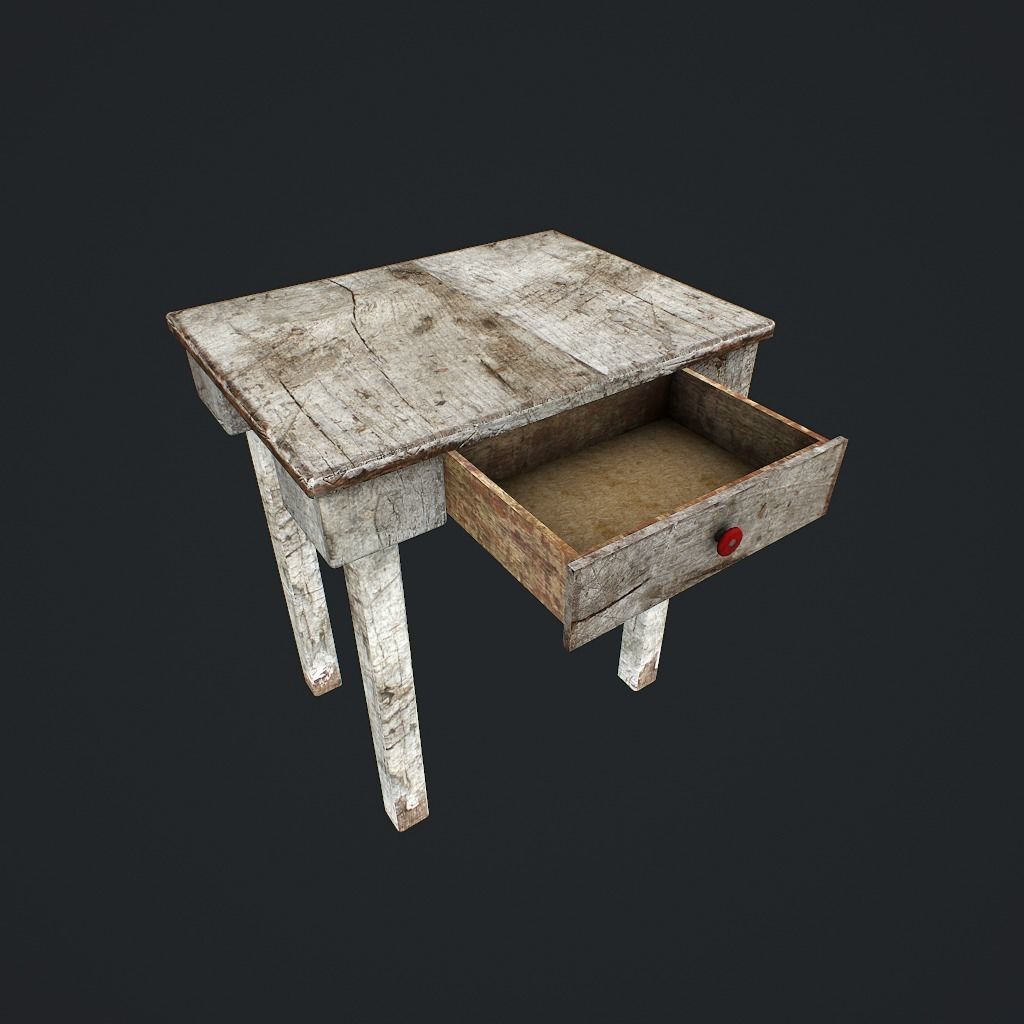 Old Table Low-poly 3D model_9