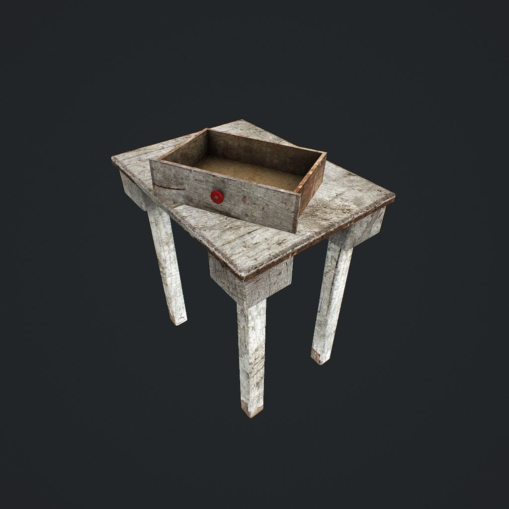 Old Table Low-poly 3D model_14