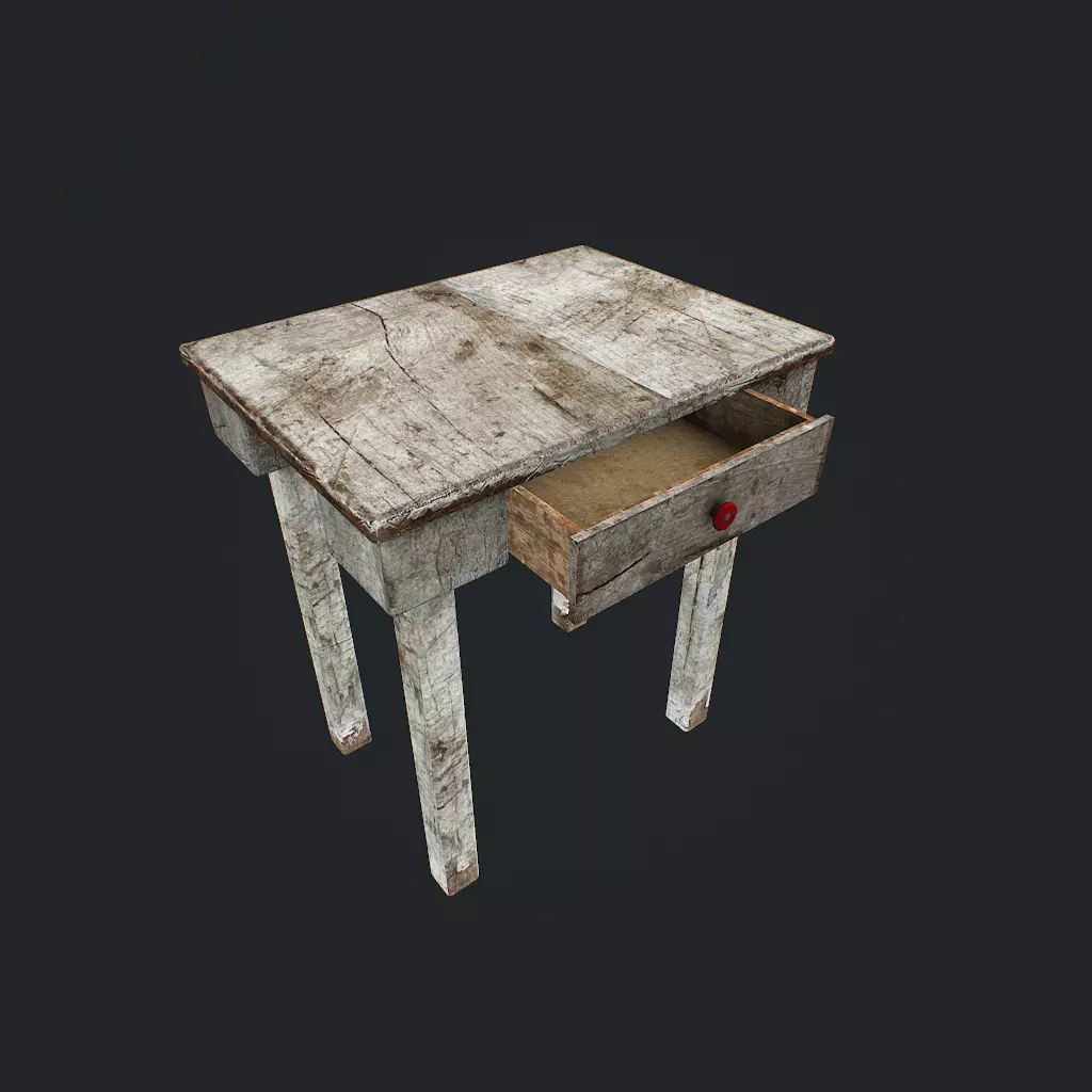 Old Table Low-poly 3D model_0