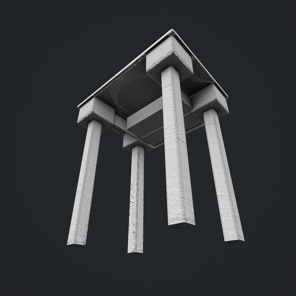 Old Table Low-poly 3D model_21