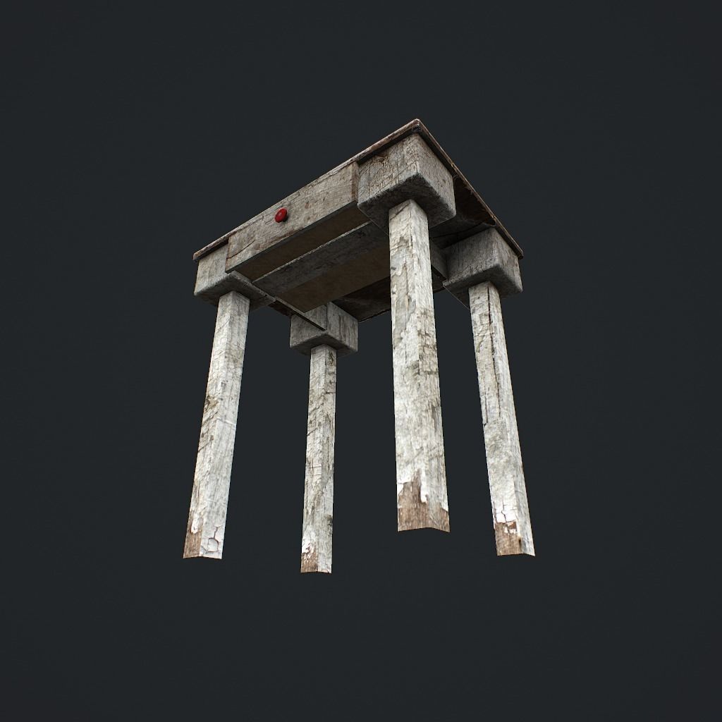 Old Table Low-poly 3D model_8