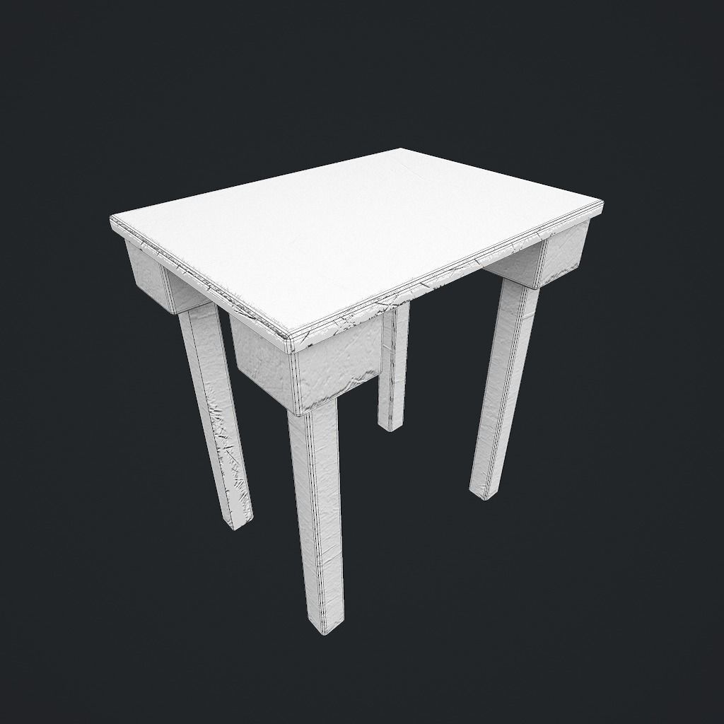 Old Table Low-poly 3D model_19