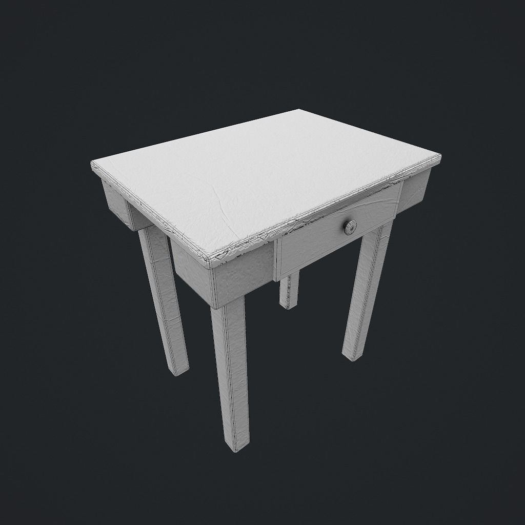 Old Table Low-poly 3D model_17