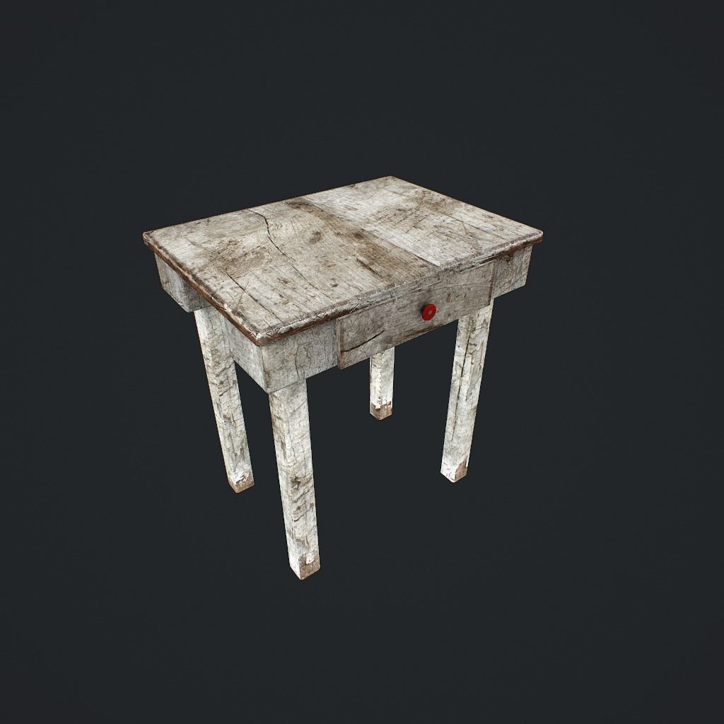 Old Table Low-poly 3D model_2