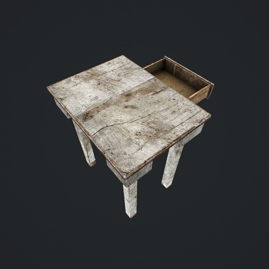 Old Table Low-poly 3D model_12