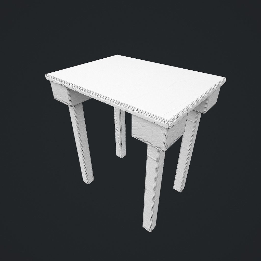 Old Table Low-poly 3D model_20